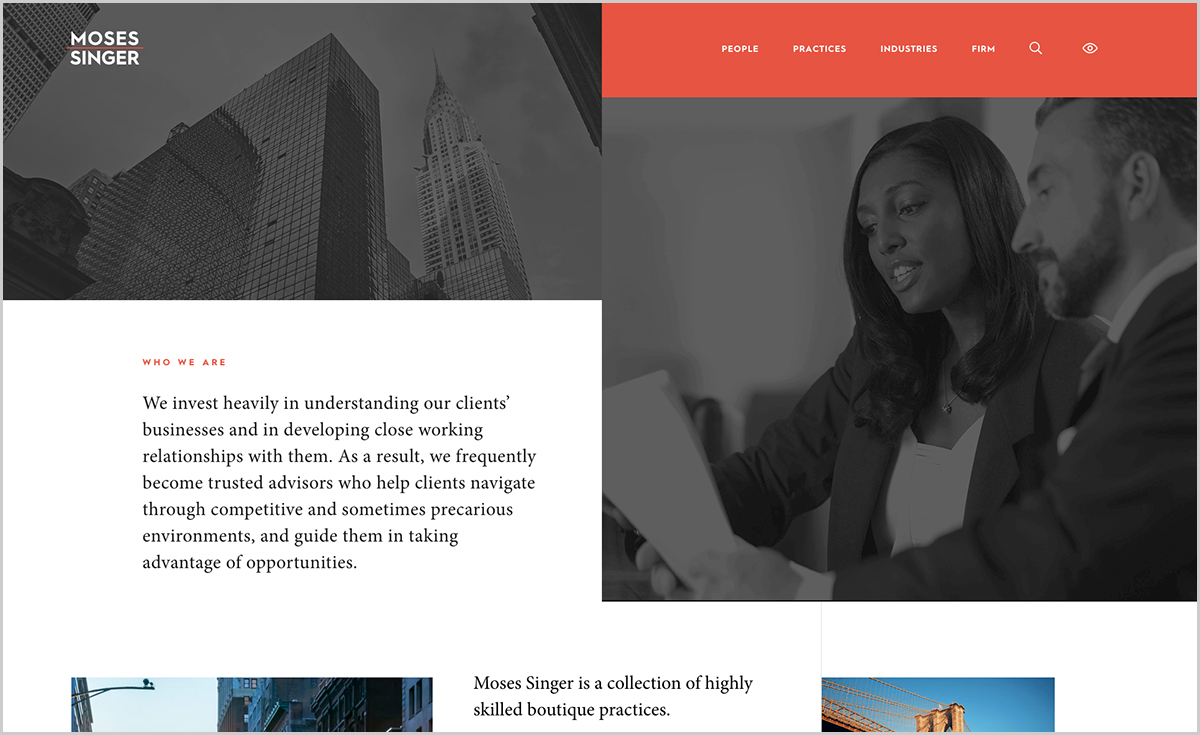 Moses Singer Best Law Firm Website Designs