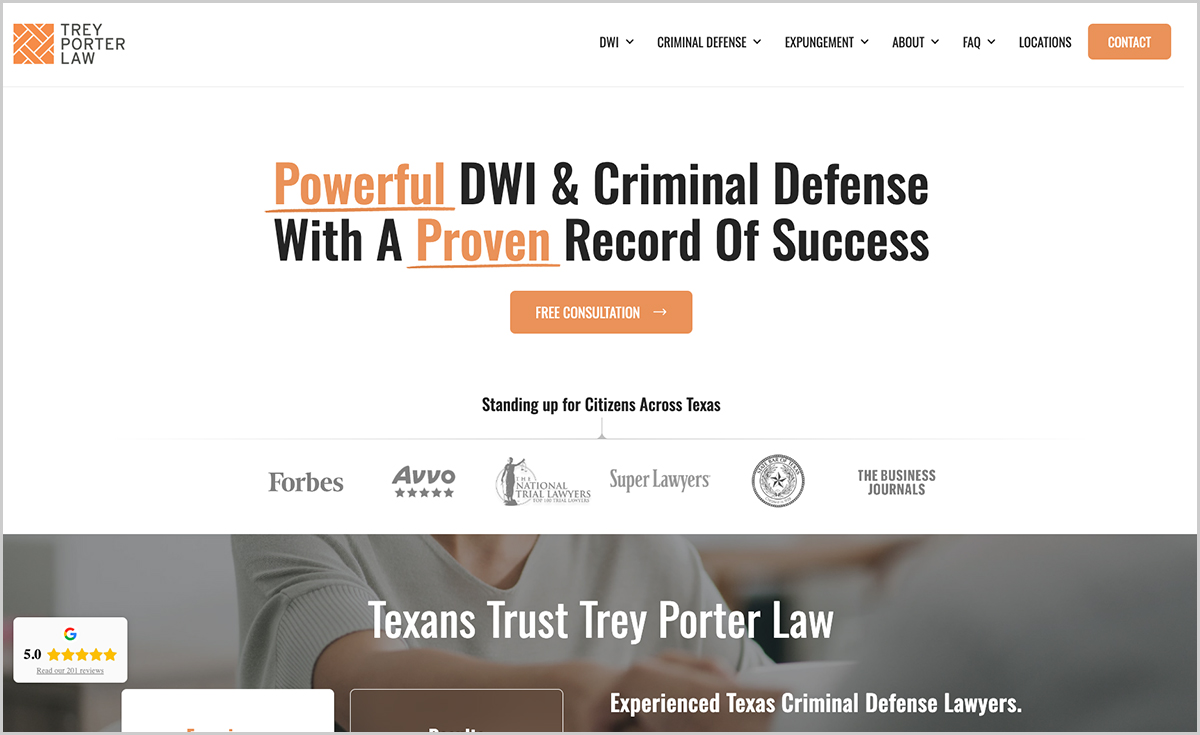 Trey Porter Law Best Law Firm Website Design